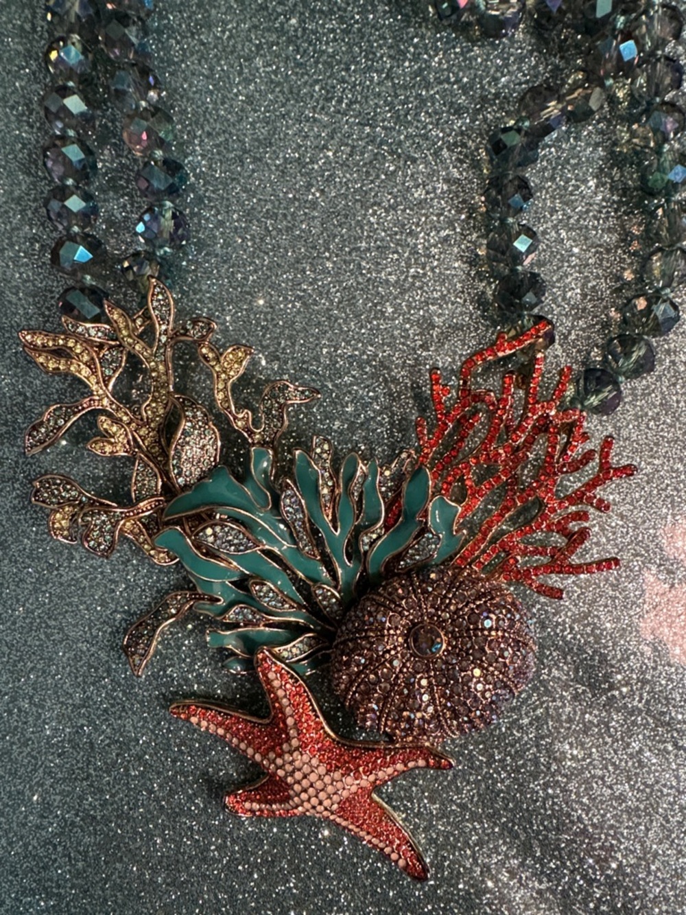 Heidi Daus Multicolor Ocean Coral Statement Necklace - Teal & Red